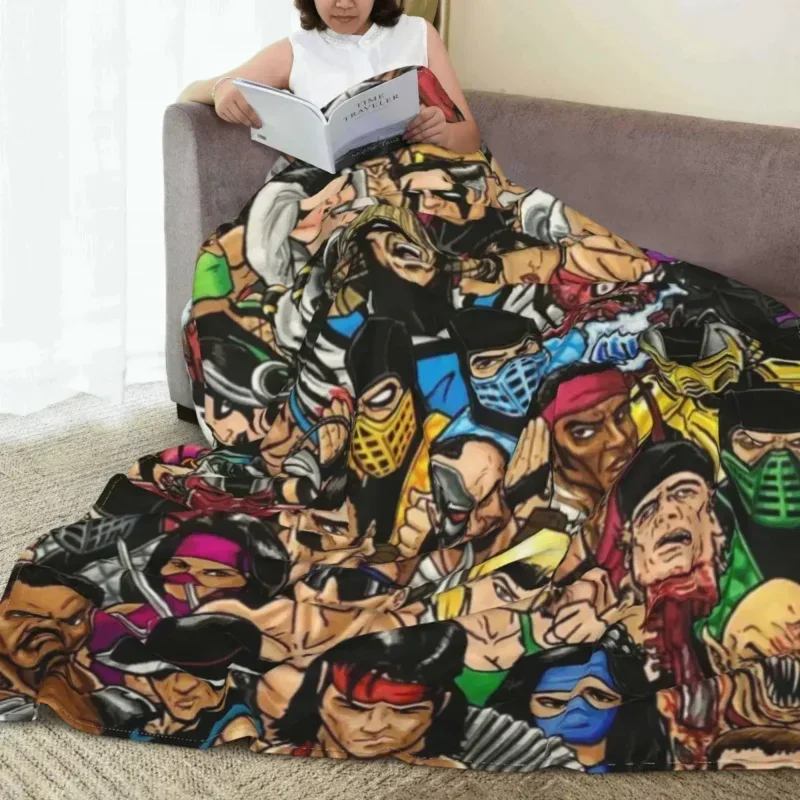 

Mortal Kombat Fight Arcade Game Coral Fleece Plush Sub Zero Scorpion MK Throw Blanket for Outdoor Travel Day Use