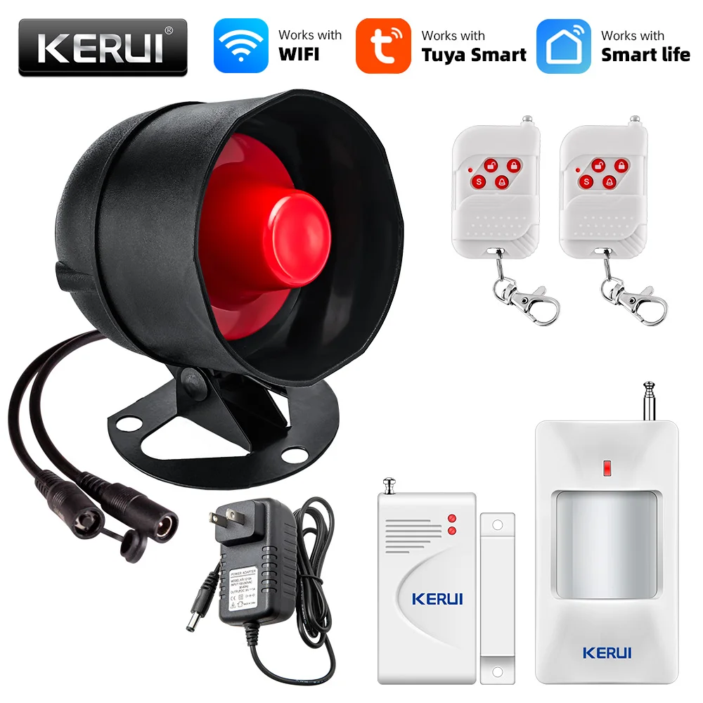 KERUI Tuya Smart WIFI Wireless Security Home Alarm System Burglar Garage Alert Siren with PIR Motion Door Sensor Google Alexa