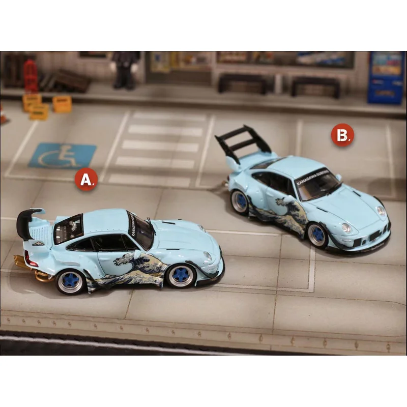 

SW масштаб 1:64 сплав Porsche RWB 993 Канагава серфинг волна печенье литой под давлением миниатюрная игрушечная машинка моделирование классическая модель сувенирный подарок