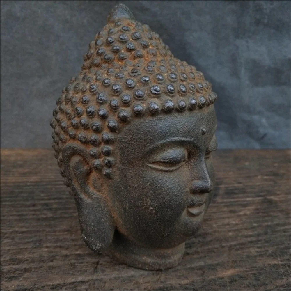 

Buddha Head Ornament Buddha Head Zen Intent Shakyamuni Buddha Statue Tea Room Entrance Living Room Folk Nostalgic Crafts Home Fu