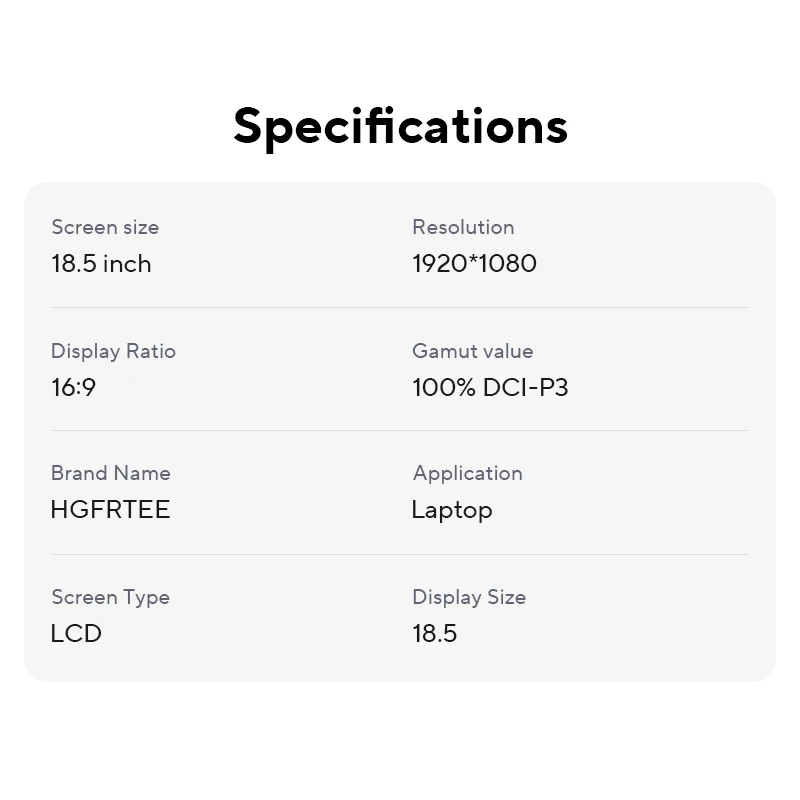 HGFRTEE 18.5inch Portable Monitor 100Hz RGB100% With VESA Hole & Back bracket Laptop Extended Display ADS-IPS HDR Screen image 5