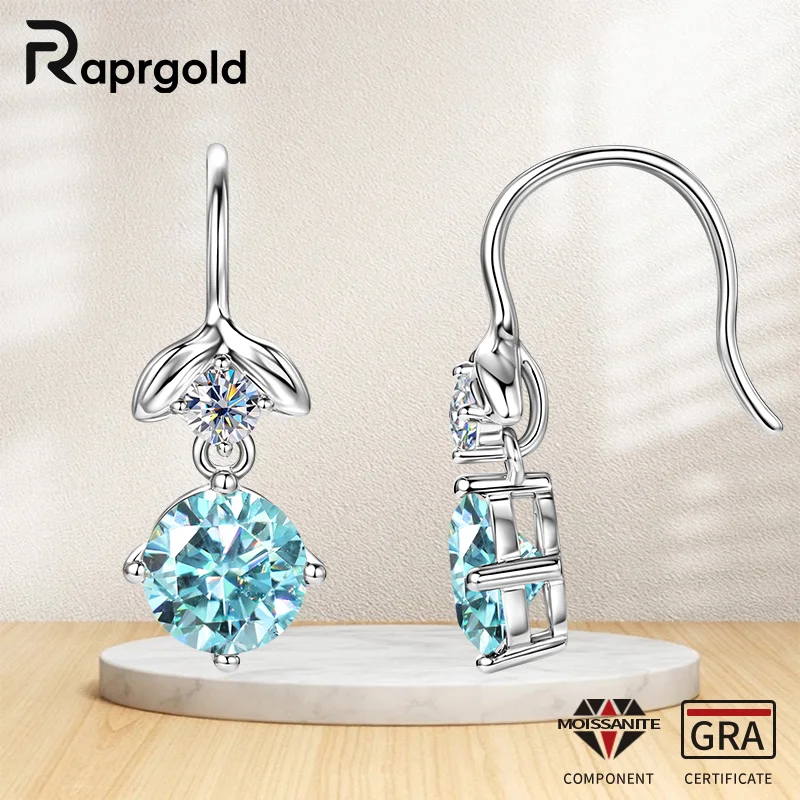 

Сертифицированные RAPRGOLD серьги-гвоздики с муассанитом и хвостом русалки для женщин, серьги-гвоздики из стерлингового серебра S925 с куланским крючком, ювелирные изделия, подарки