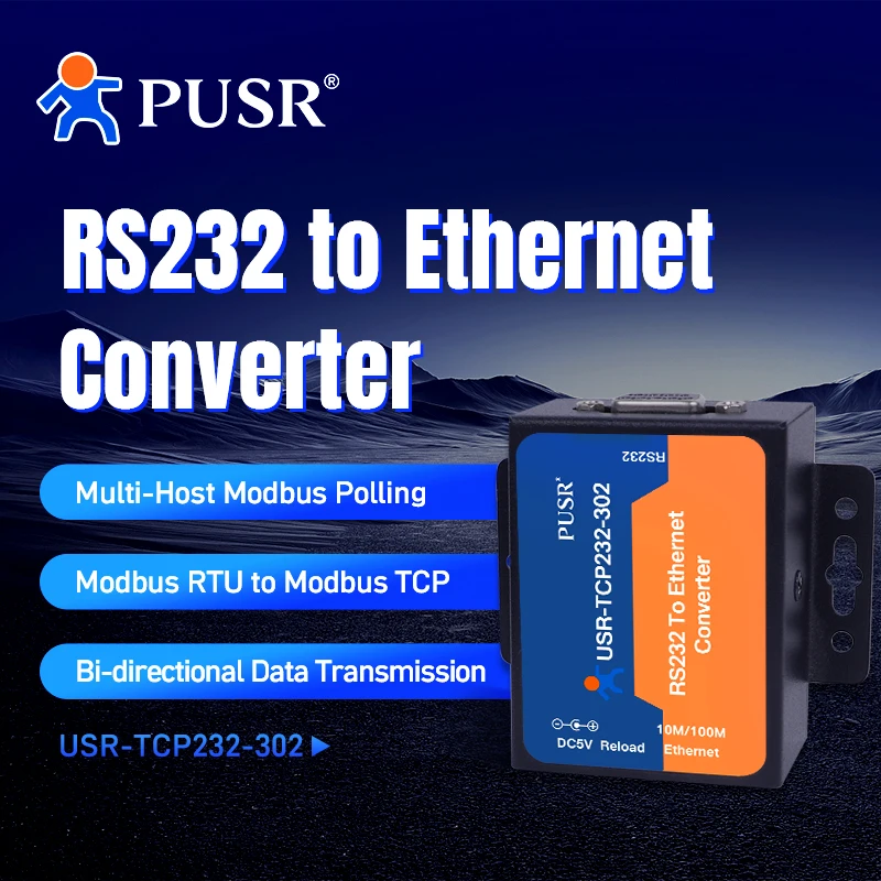 PUSR-RS232 a Ethernet, TCP, IP, compatible con DNS, DHCP, web integrado, Modbus Gateway USR-TCP232-302