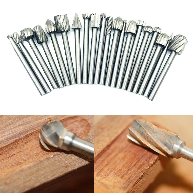 20 Pcs Durable HSS Routing Router Bits Wood Carving Milling Cutter Set  Burr Milling Cutter for Rotary Engraving Machine Tool