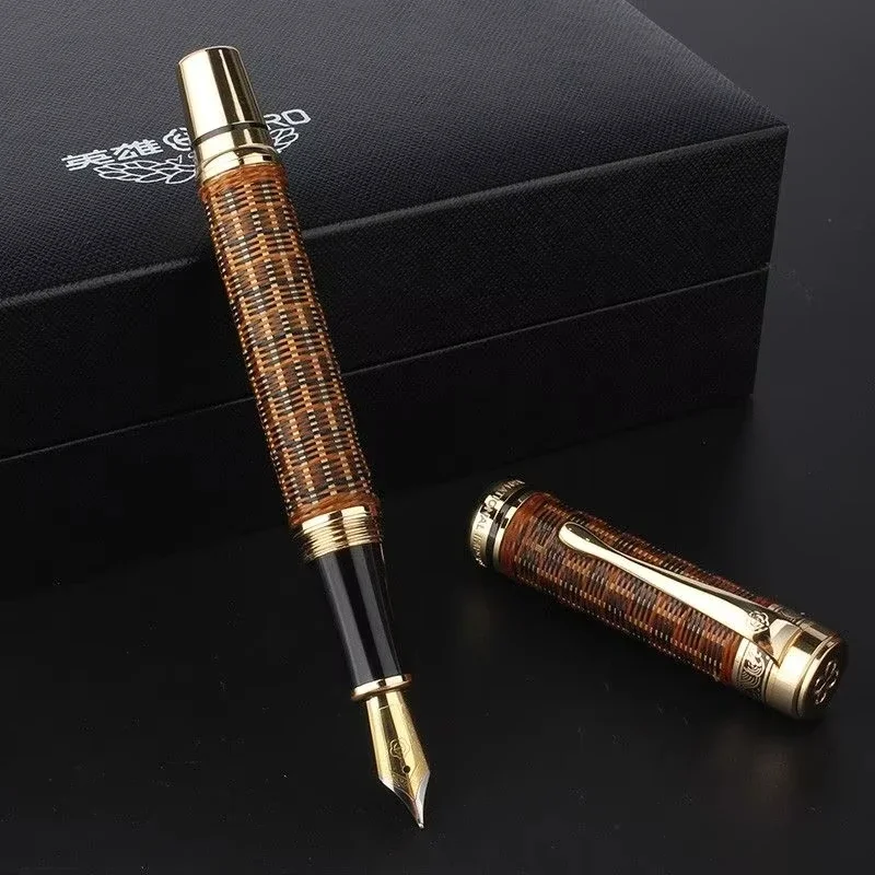 Outstanding HERO H671 Bamboo Weaving Fountain Pen 0.5mm Nib Ink Pen Business Office Gift Writing School Supplies Calligraphy Pen