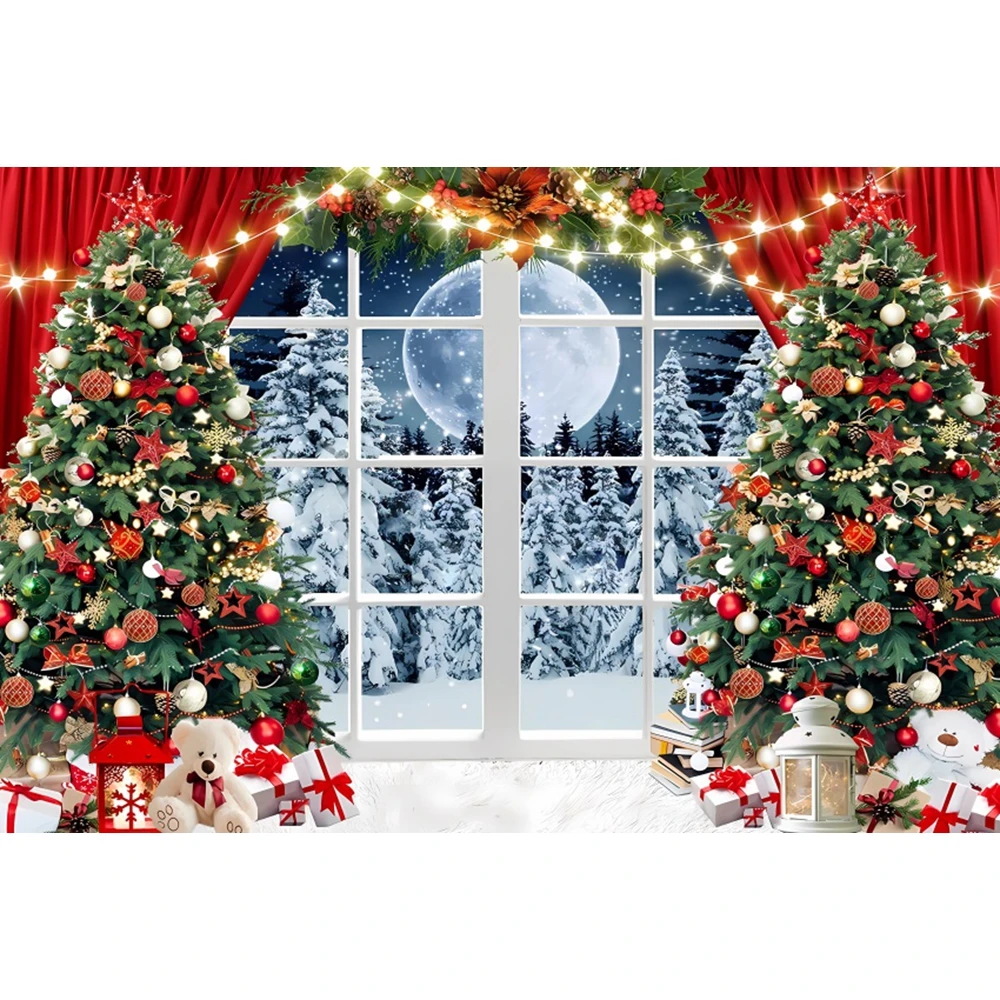 Christmas Background Photography Xmas Tree Window Fireplace Family Party Decor Banner Baby Portrait Photocall Backdrop