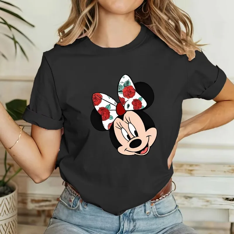 

Summer Cartoon Disney Casual T-shirt Mickey Mouse Women's Holiday Short Sleeve Printed Fashion Pattern Women's T-shirt Top