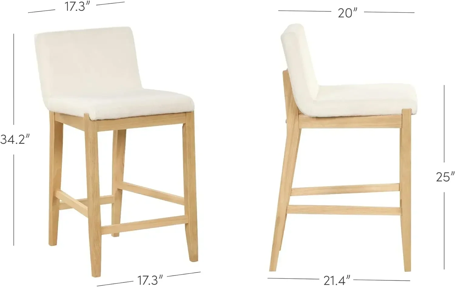 Gracie Modern Counter Height Bar Stool with Back Counter Stool Upholstered Chair with Natural Textured Linen