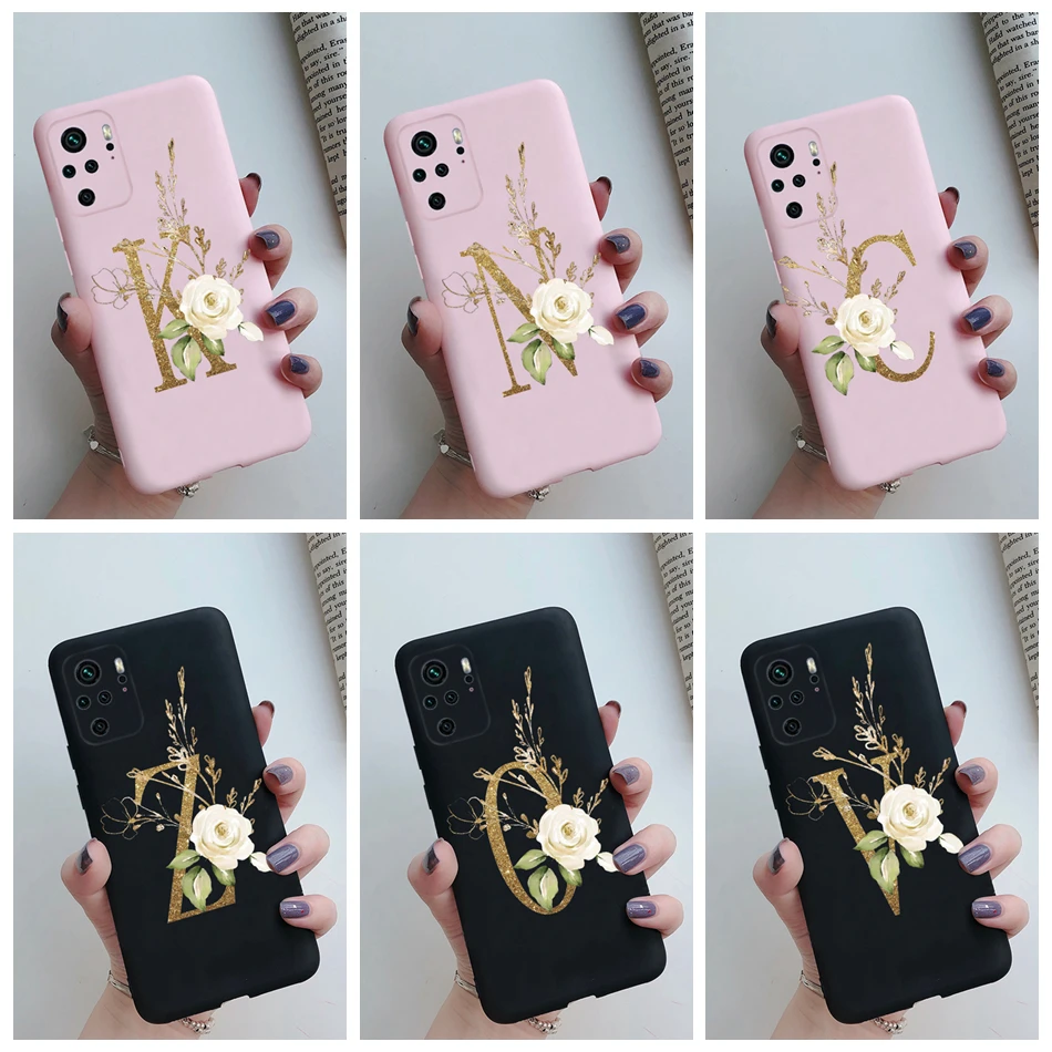 Silicone Case For Poco M5S PocoM5S M 5S Protective Cover Soft TPU Flower Letters Coque Bags Funda For Xiaomi POCO M5S Phone Case