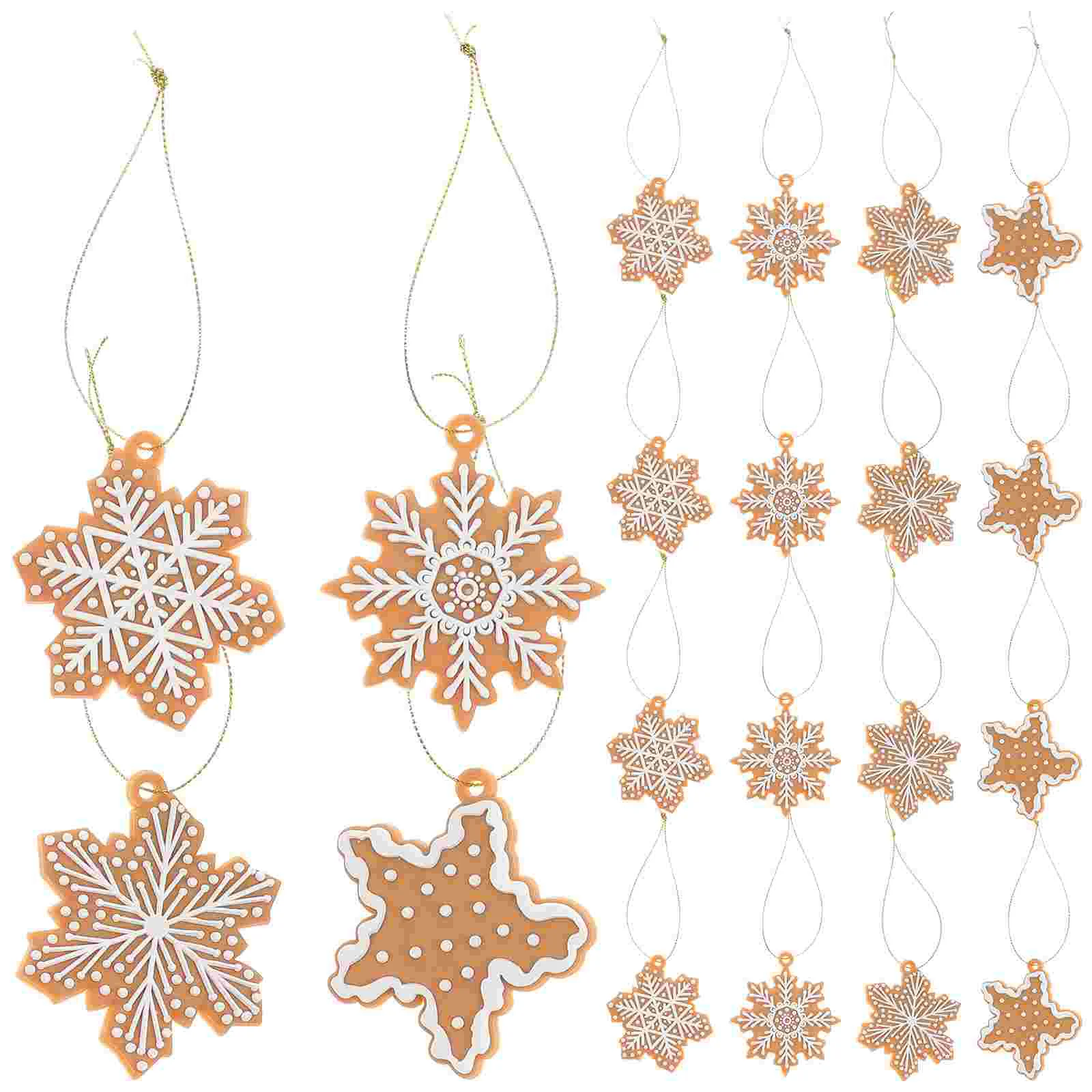 20 Pcs Gingerbread Snowflake Pendant Christmas Decorations Pvc Tree Party Favors