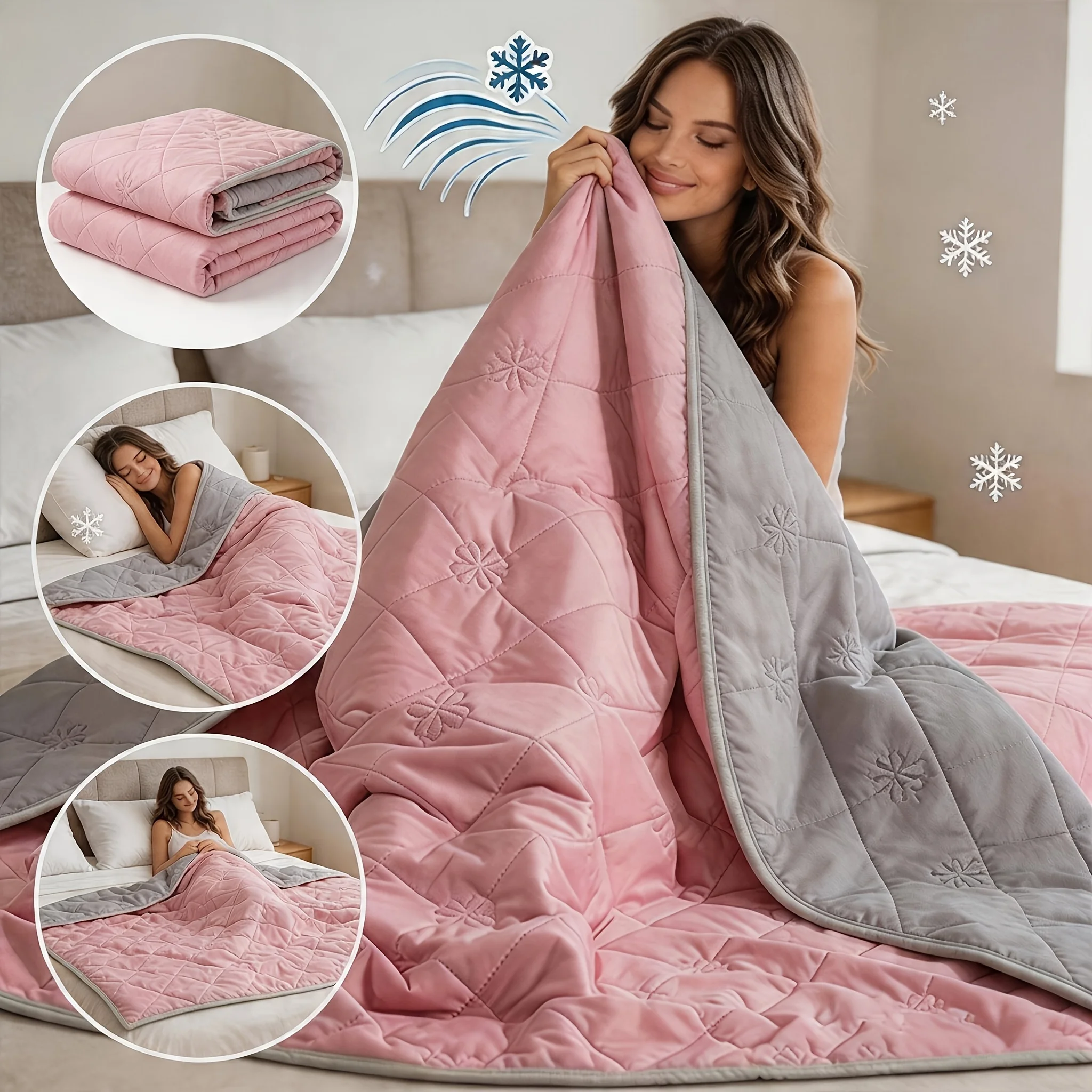 Lightweight Quick-Cooling Comforter, Breathable Summer Blanket, Double-Sided Quilted, Soft for Hot Sleepers, Dorm & Home