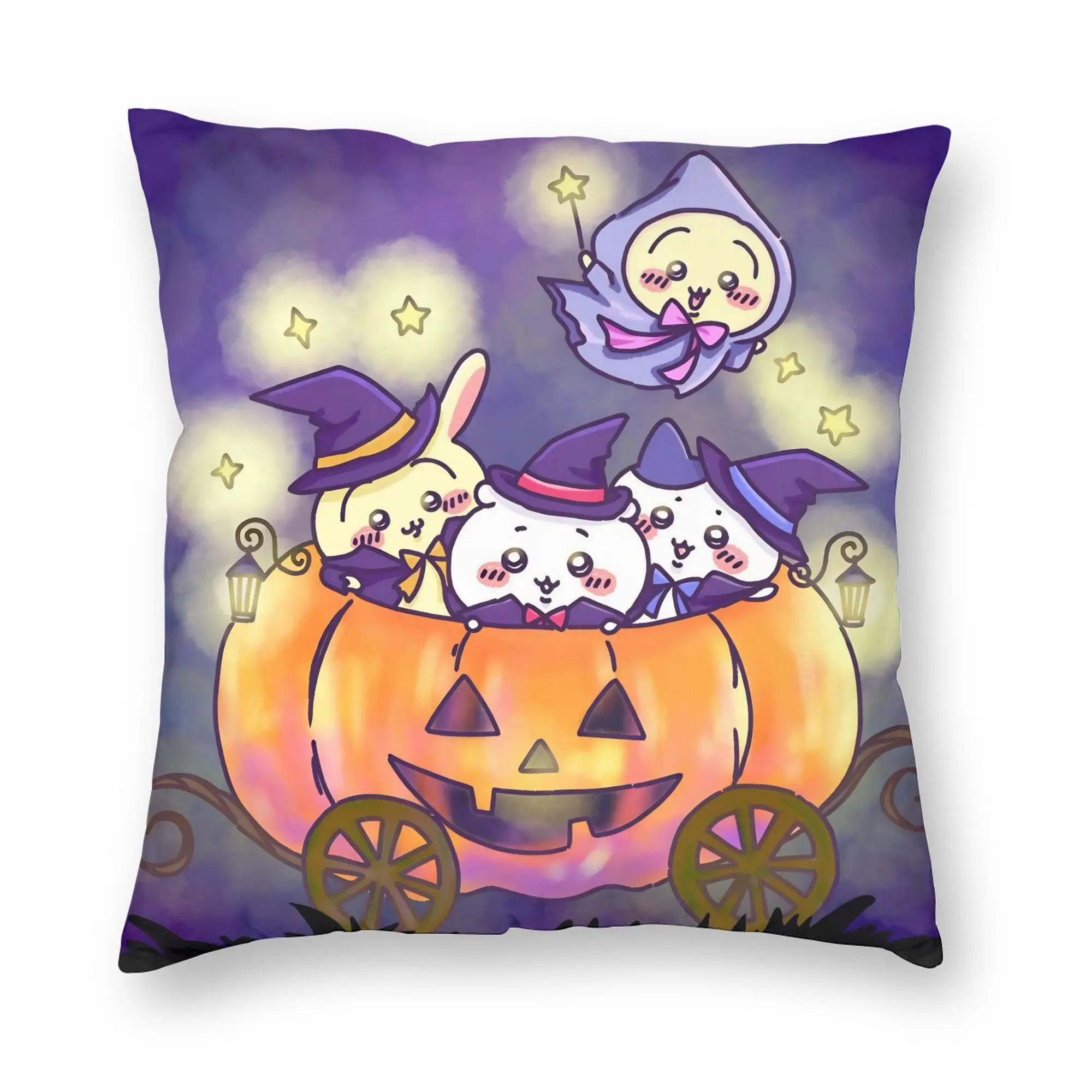 Chiikawas Halloween Witch Costume Pumpkin Pillowcase Printing Fabric Cushion Cover Gift  Throw Pillow Case Cover Sofa Zippered