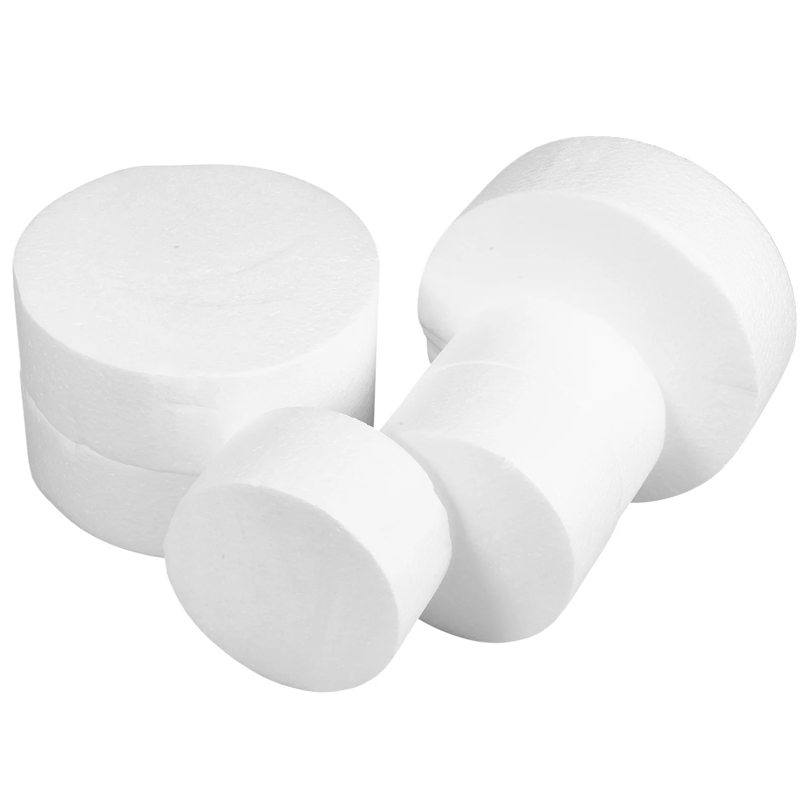 

6pcs Large Medium Round Cake Molds For Diy Baking Decorating Practice Fondant Craft White Foam Base Tools Cake Decorating