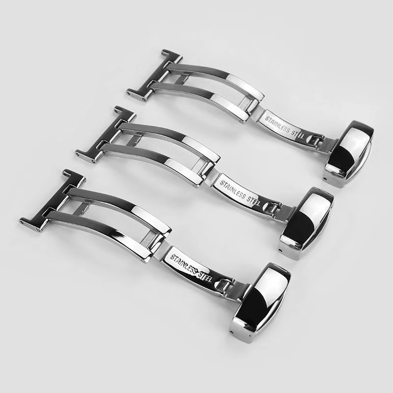 14mm 16mm 18mm Stainless Steel Watchband Buckle Women Men Silver Solid Metal Watch Band Clasp Strap Accessories For Watch strap