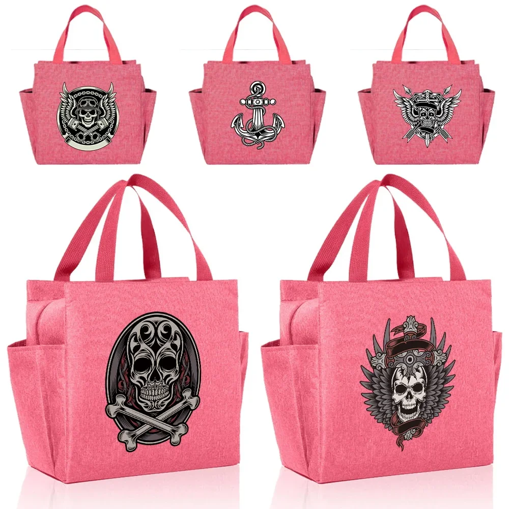 

BIG Capacity Lunch Bag Kids Printing Skull Series Insulation Cute Pink Picnic Bags Waterproof Lunch Box Outdoor Picnic