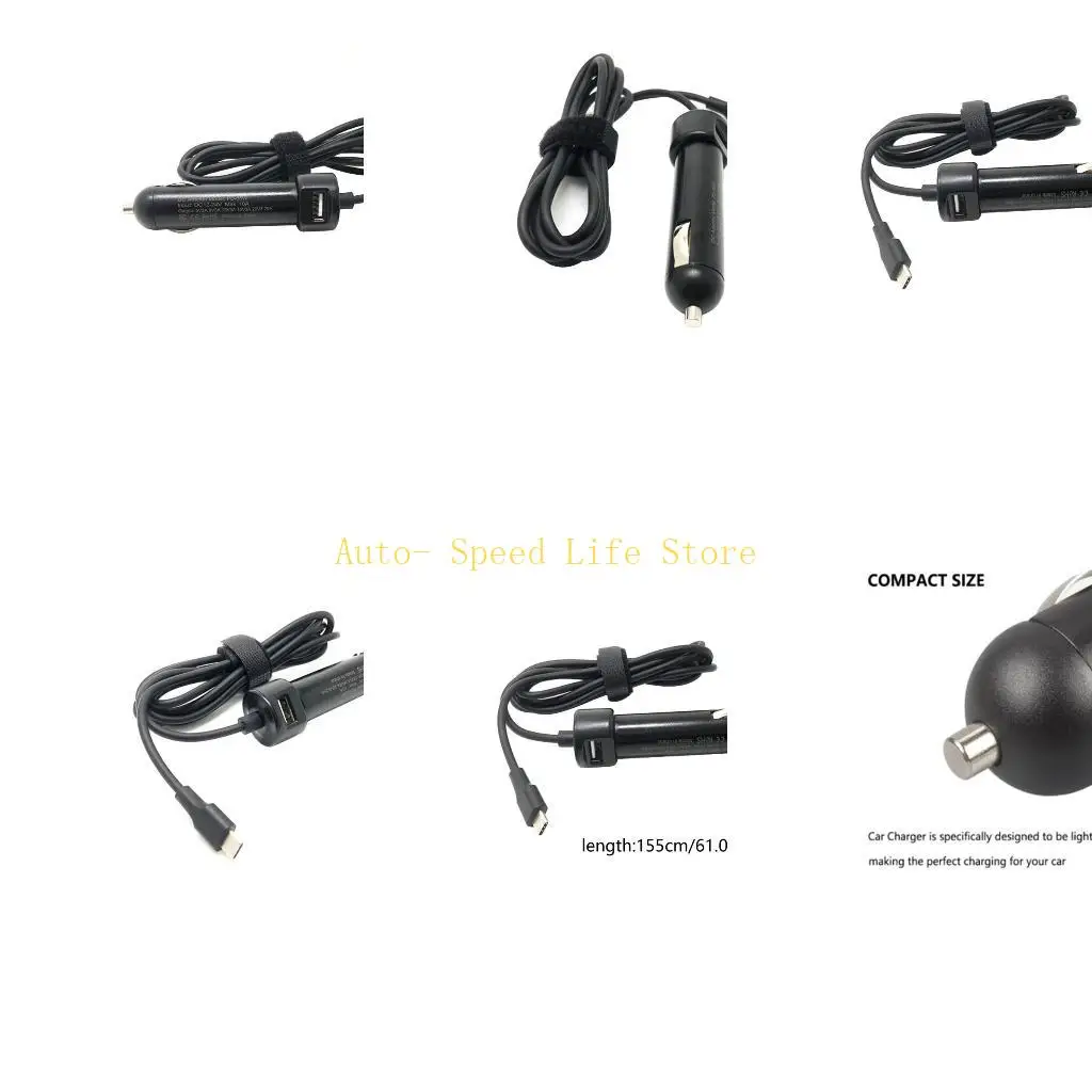 

02DA 45W 65W USB Type C Laptop Car Traveling for DC Power Adapter with Cable
