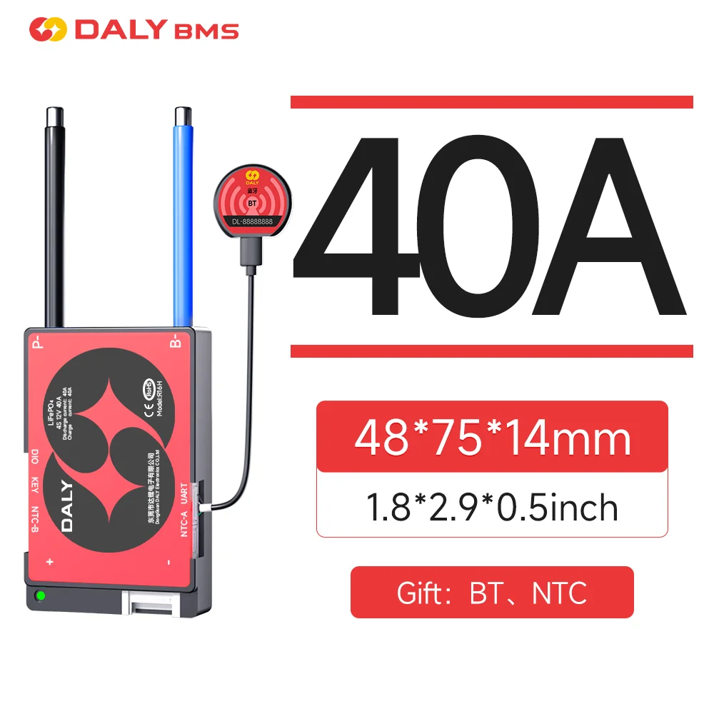 Daly BMS 3S 4S 12V 6S 7S 8S 24V 10S 12S 36V13S 14S 15S 16S 48V Bluetooth BMS 40A 60A Lifepo4 Li-Ion 3.2V 3.7V Smart BMS