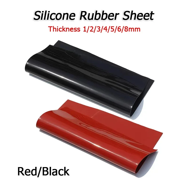 Silicone Rubber Sheet Thickness 1/2/3/4/5/6/8mm Width 500*500, Thin Board Red/Black Color Rubber Mat Many Size