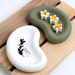 Food Display Tray Silicone Mold DIY Pea Shape Gypsum Cement Pouring Mould Candle Storage Base Dessert Storage Plate Decor Molds
