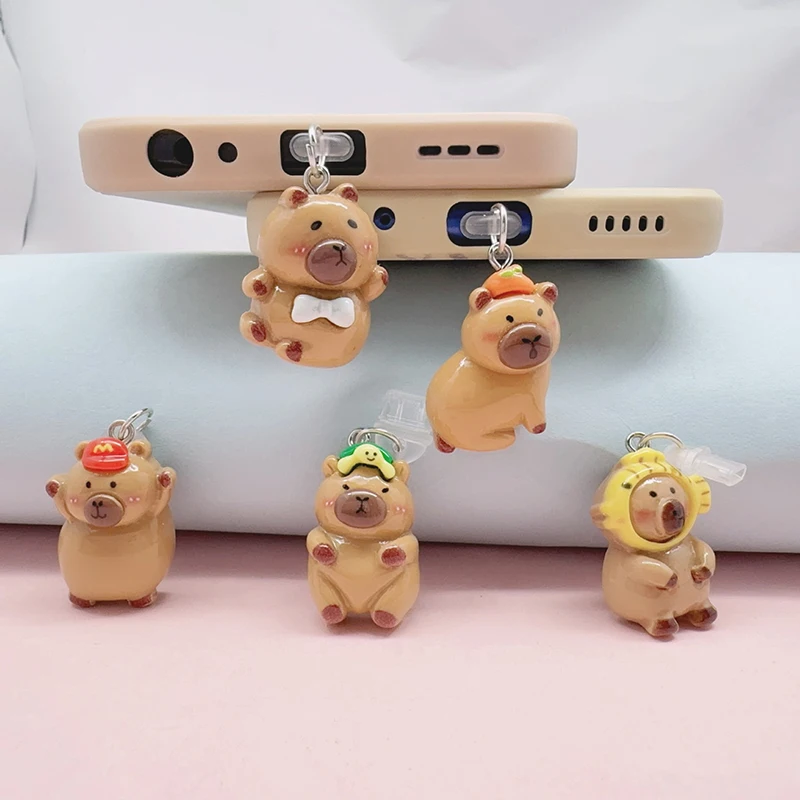 

Пылезащитная заглушка для телефона для микроинтерфейса IPhone Type-C, милые декоративные подвески Capibala, универсальная пылезащитная заглушка