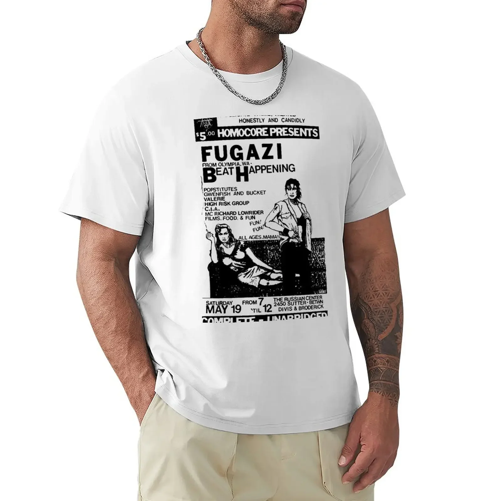 customizeds cute clothes sublime hippie clothes big and tall t shirts for men Fugazi Beat Happening Gig Poster T-Shirt