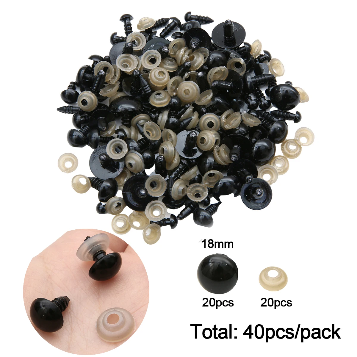 12-460 stuks 5-30mm Zwarte Plastic Veiligheidsogen Multi-Size Geschikt voor DIY Haakwerk Dierenogen Ambachtelijke Decoratie Accessoires