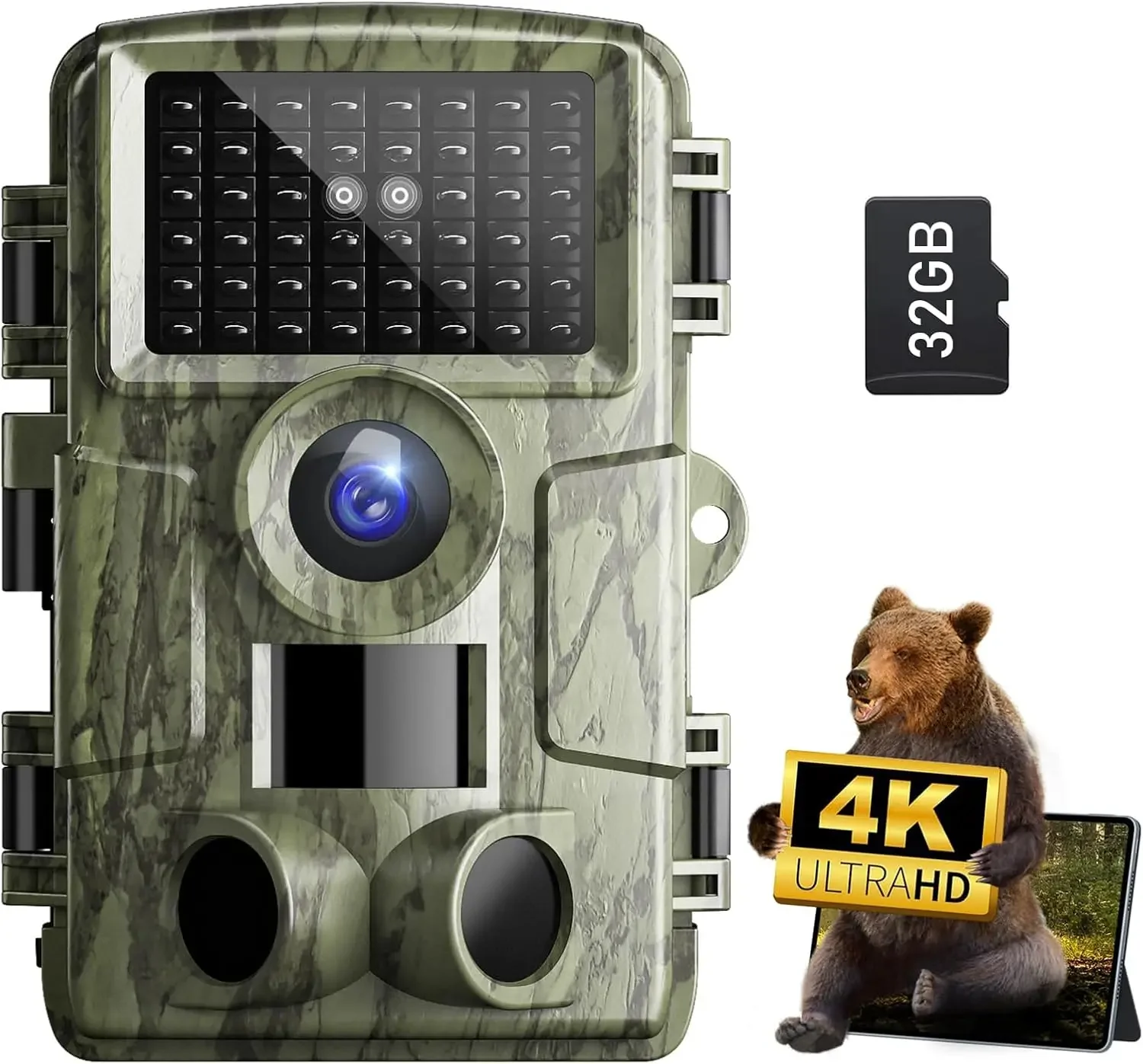 with Night Vision 4K 48MP 130°Wide-Angle Game Camera，0.05s Trigger Motion Activated Hunting Camera ，98ft IR Sensin