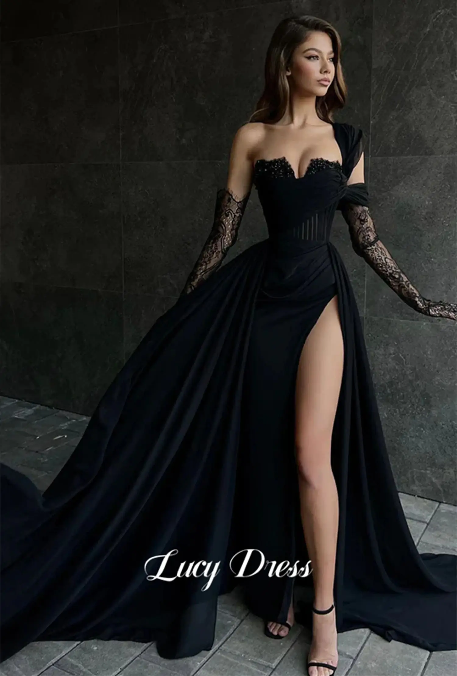 Lucy Luxurious Evening Dress Bead Embroidery Decoration Dresses for Prom Long Wedding Party Sharon Happy 2024 New Customized