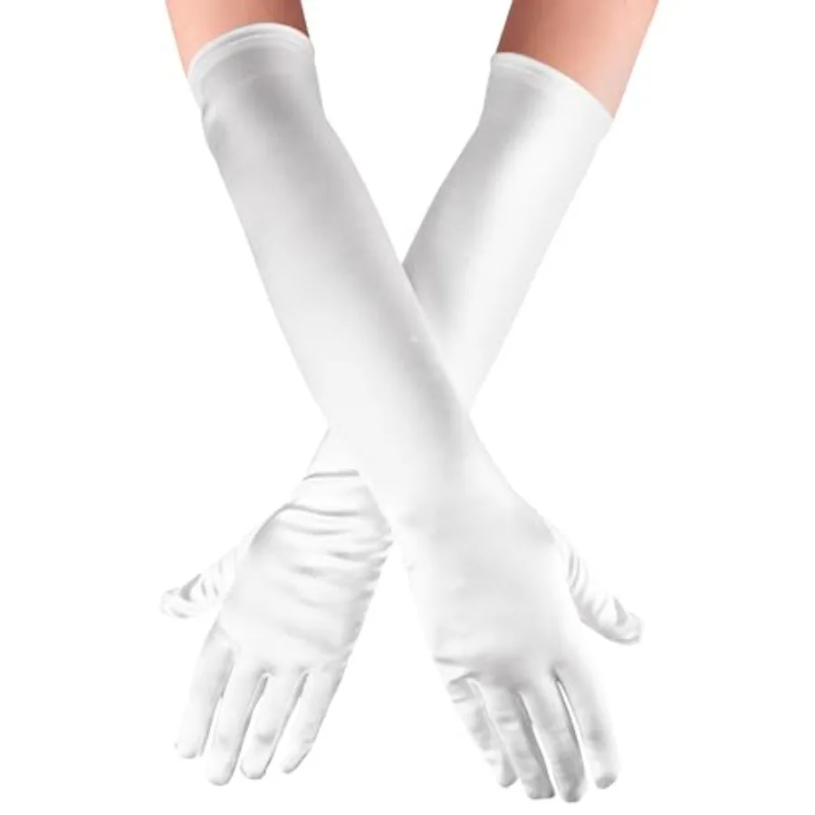 

Kangaroo Long Opera Gloves for Women - 1 Pair Satin Tea Party Gloves - Formal 1920s Dress Compatiable Accessory