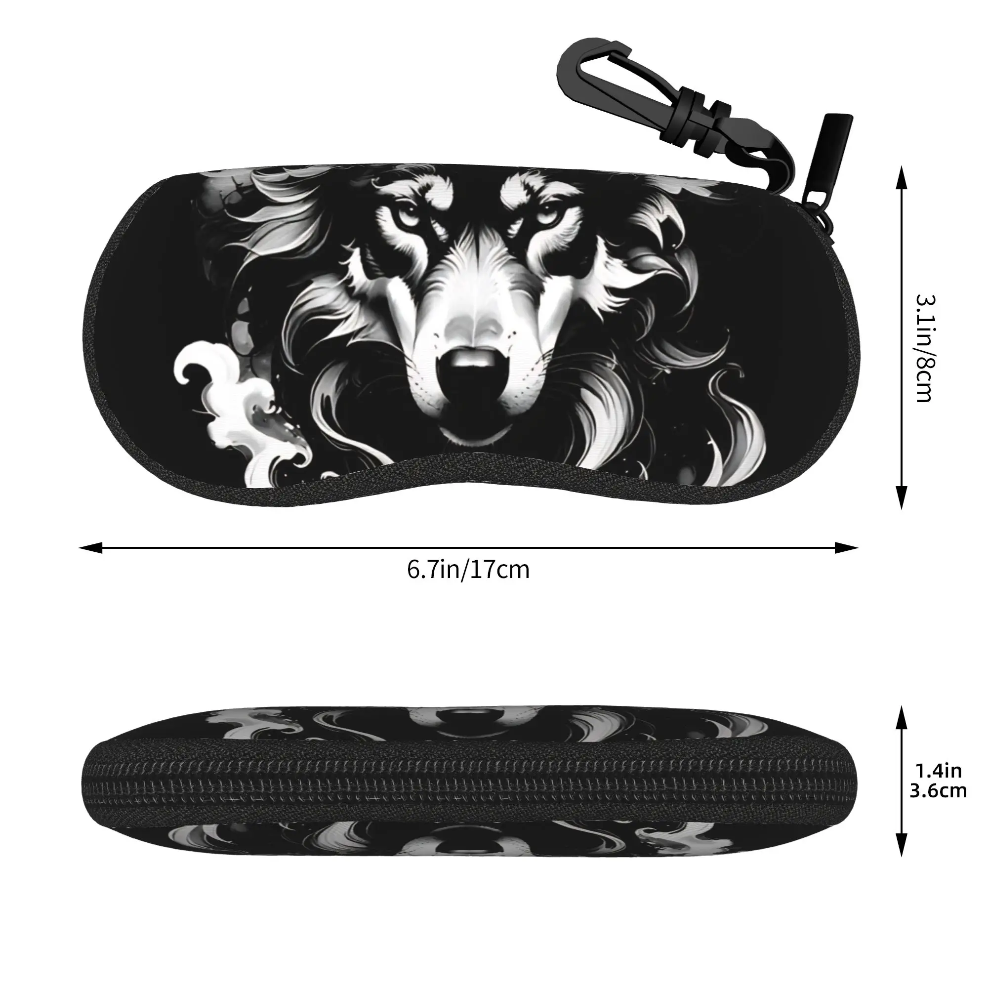 Wolf Animal Glasses Case Men Women Anti-Fall Zipper  Eyewear Box Sunglasses Box