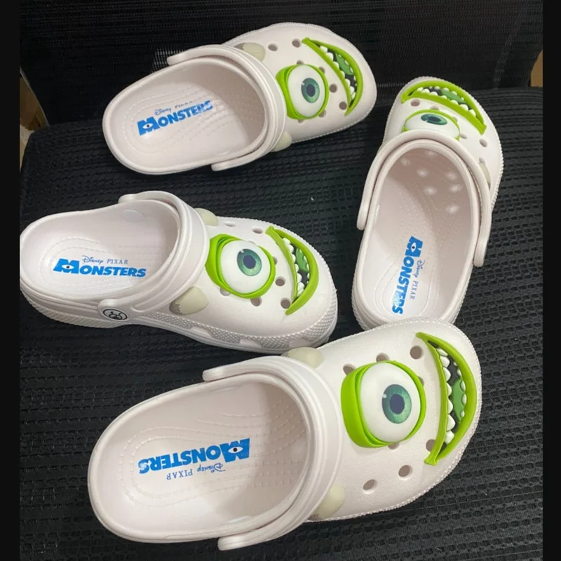 

2025 New White Pixar Monsters University Green Clog Sandals for Kids Fun 3D Monster Eye Design Comfy Lightweight Summer Footwear