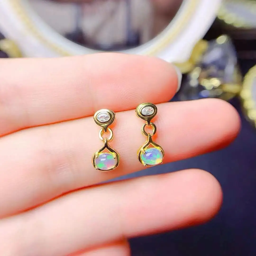 Super Quality Natural Real Opal Earring 925 Sterling Silver Women earrings