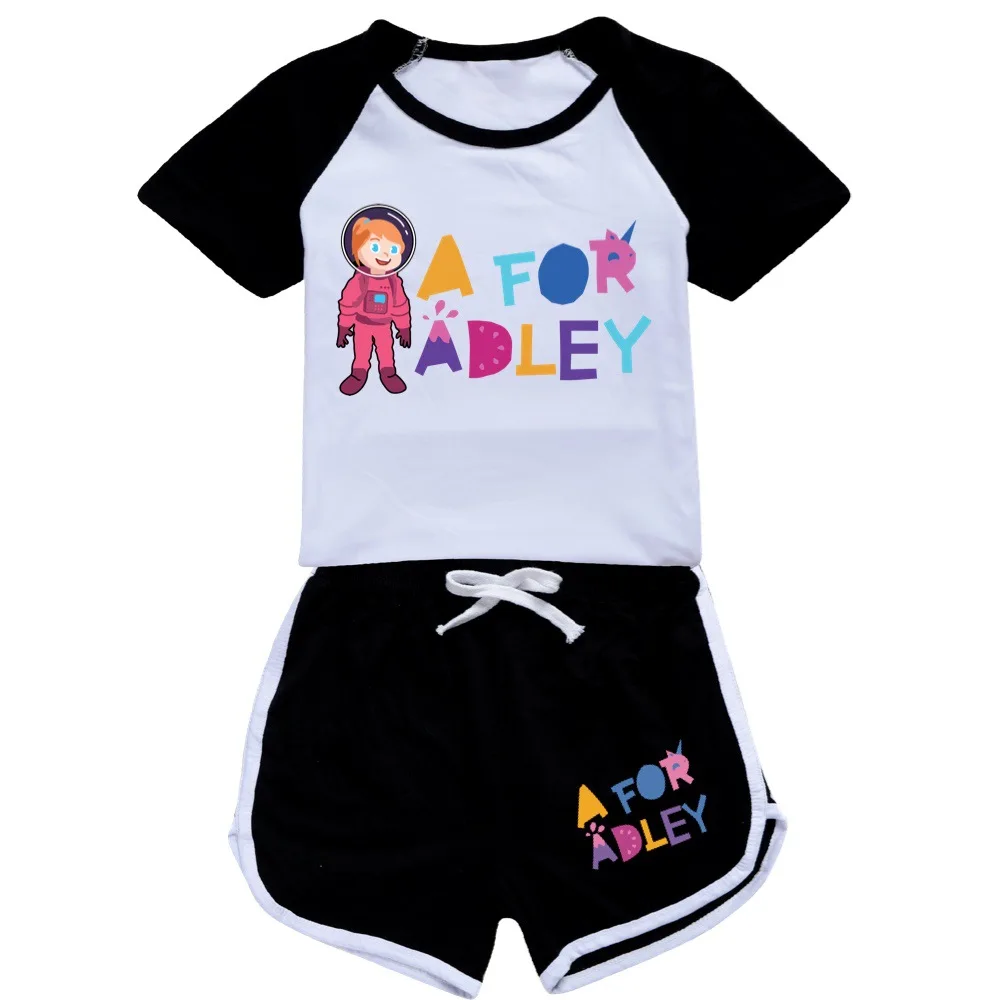 A for Adley 3D Print T-shirt Shorts Leisure Sports Suit Girls Clothing Set Baby Boys Homewear Suit Big Kids Summer Tshirt