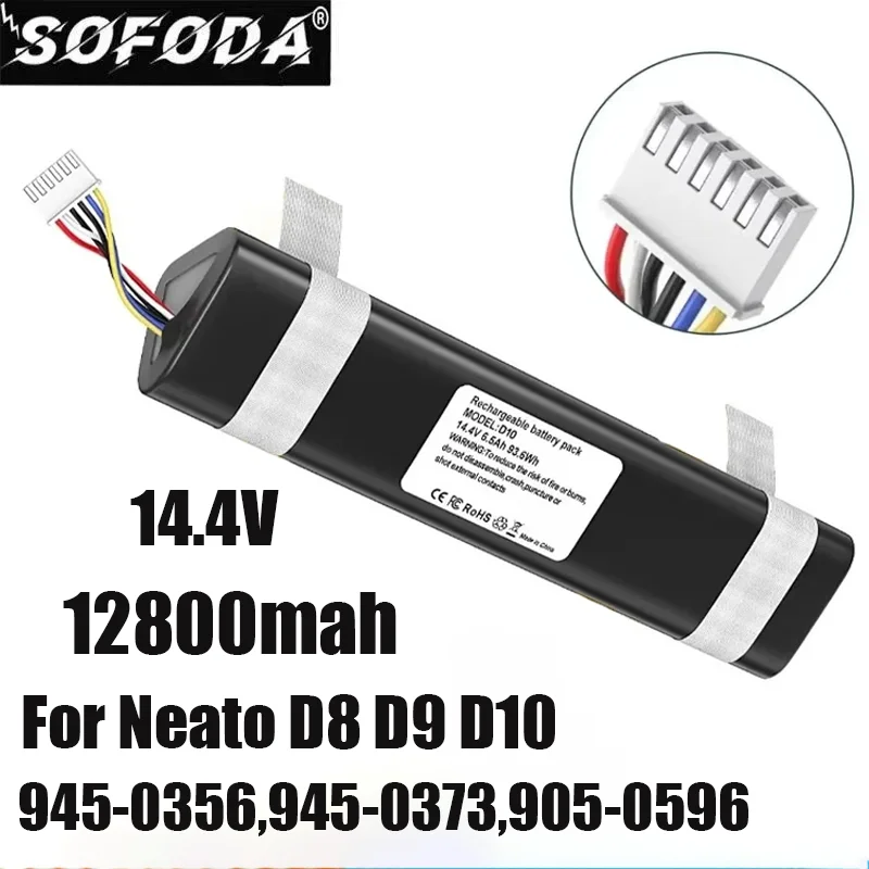 

12800mAh Replacement for Neato Battery Neato D8 D9 D10 945-0356,945-0373,905-0596 Robotic Vacuum Cleaners Li-Ion 14.4V Battery