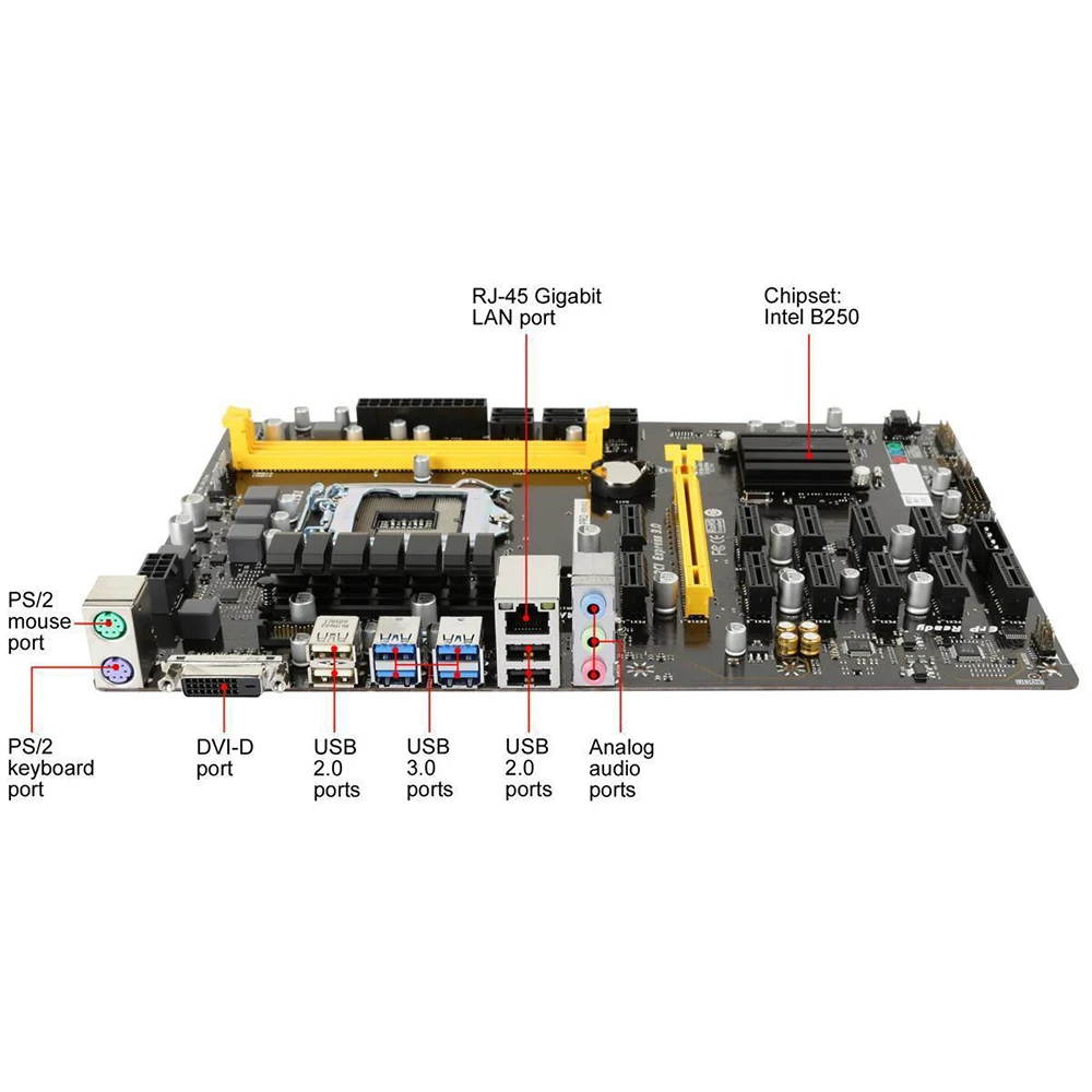 TB250-BTC PRO Motherboard B250 LGA 1151 32GB ATX DDR4 PCI-E 3.0 Professional