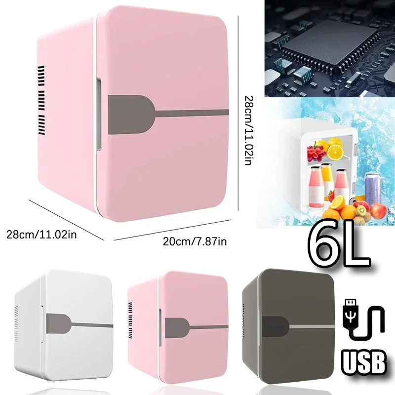 차량용 미니 냉장고 미용 화장품 마스크 메이크업 스킨 케어 냉장고, 반도체 USB 가열 냉각, 기숙사 냉장고, 6L