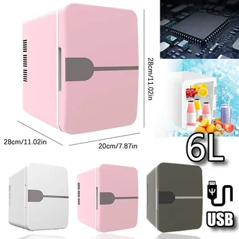 차량용 미니 냉장고 미용 화장품 마스크 메이크업 스킨 케어 냉장고, 반도체 USB 가열 냉각, 기숙사 냉장고, 6L 