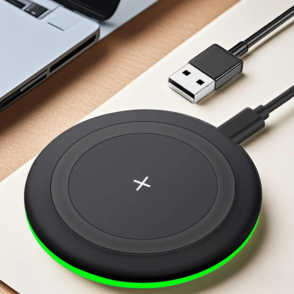 Base de carga inalámbrica LED, base de carga rápida compatible con iPhone 17‑12 Pro Max/8, teléfonos inteligentes Xiaomi y Samsung