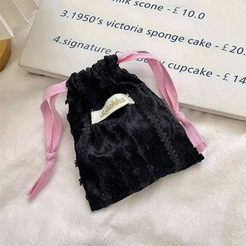

Ins Style Lace Drawstring Pouch Women's Cosmetics Earphones Key Sundries Organizer Fashion Clutch Bag Coin Purse Cloth Bag