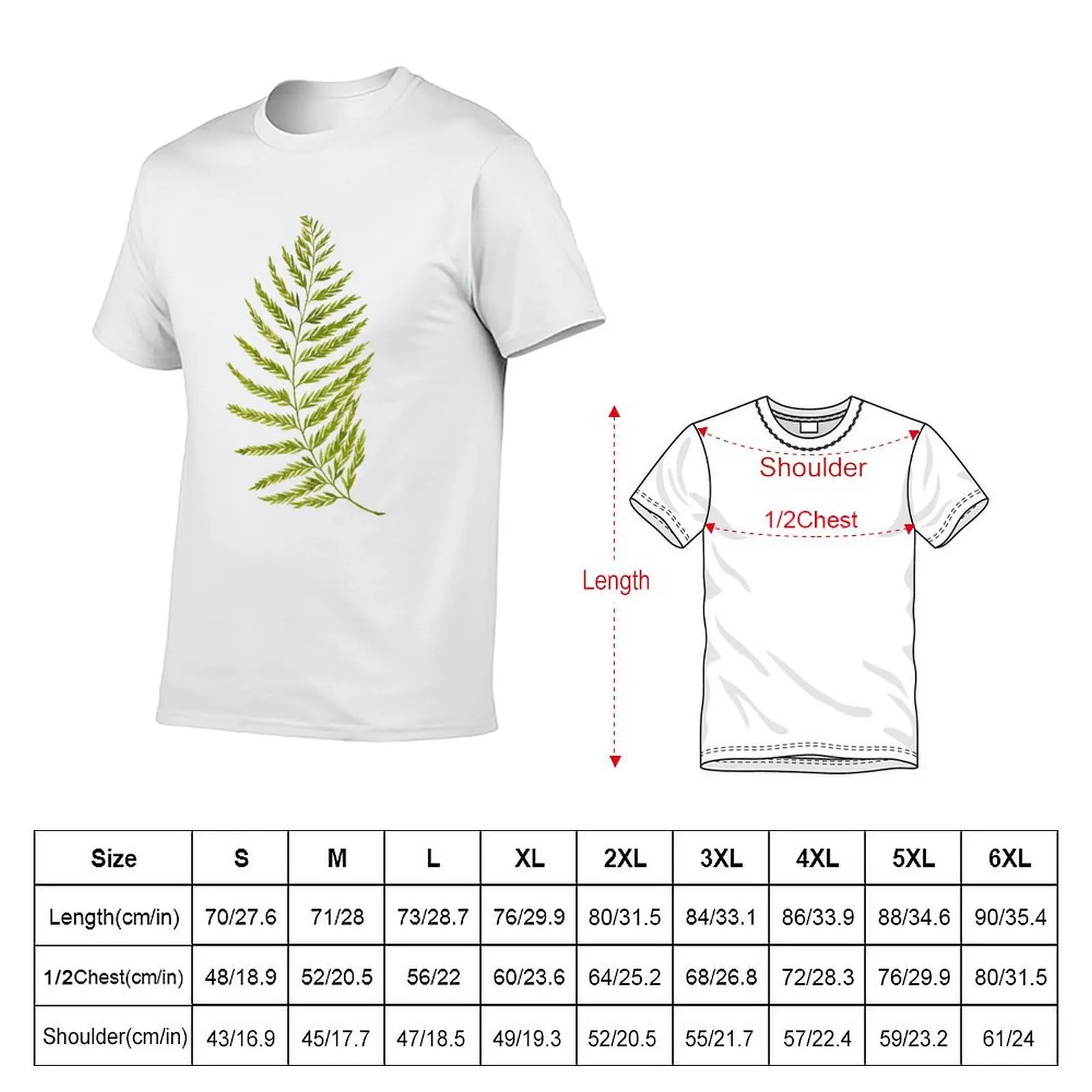 Green watercolor fern pattern T-Shirt t shirt man designer man t shirt graphic t shirt personalised T-shirt