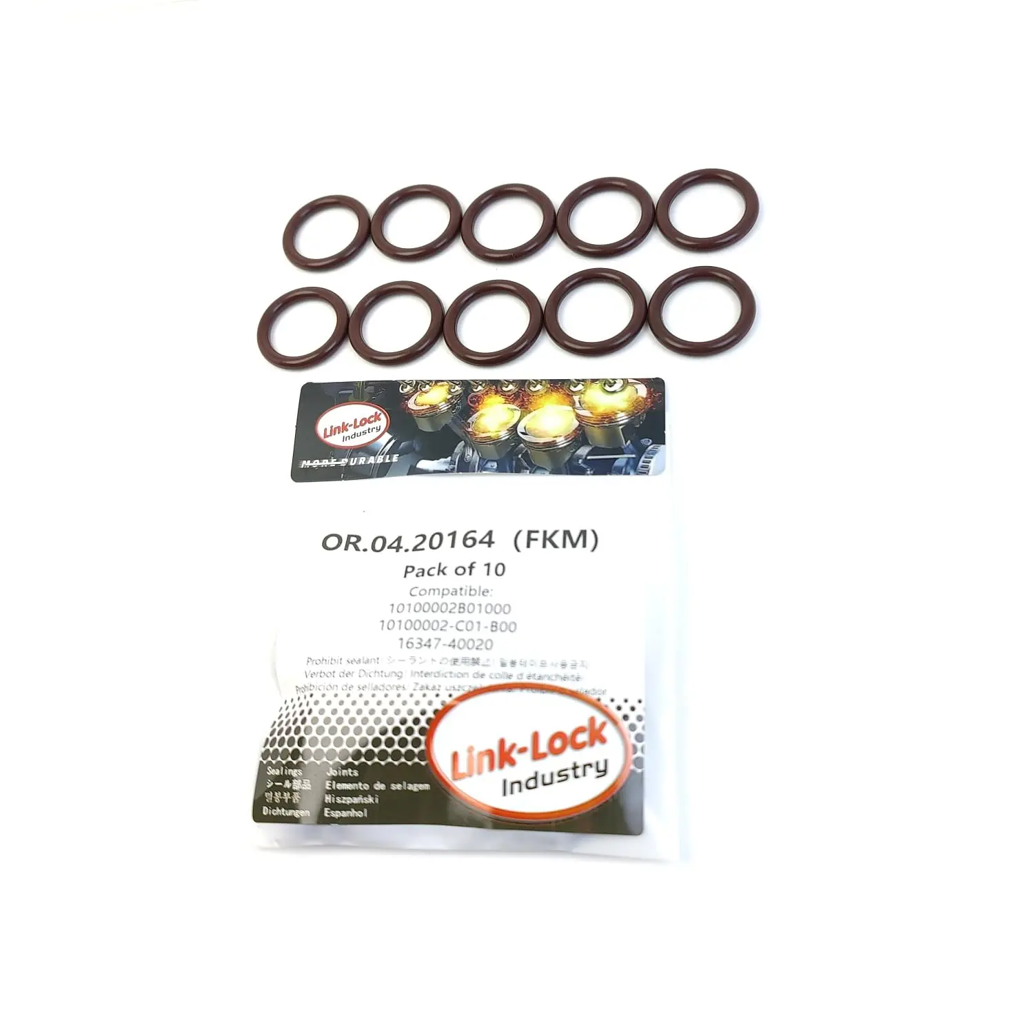 LINK-LOCK 10PCS OR.04.20164 Kit de Juntas Tóricas de Sellado FKM Viton para Agua 10100002B01000 10100002-C01-B00 16347-40020 para BAIC f