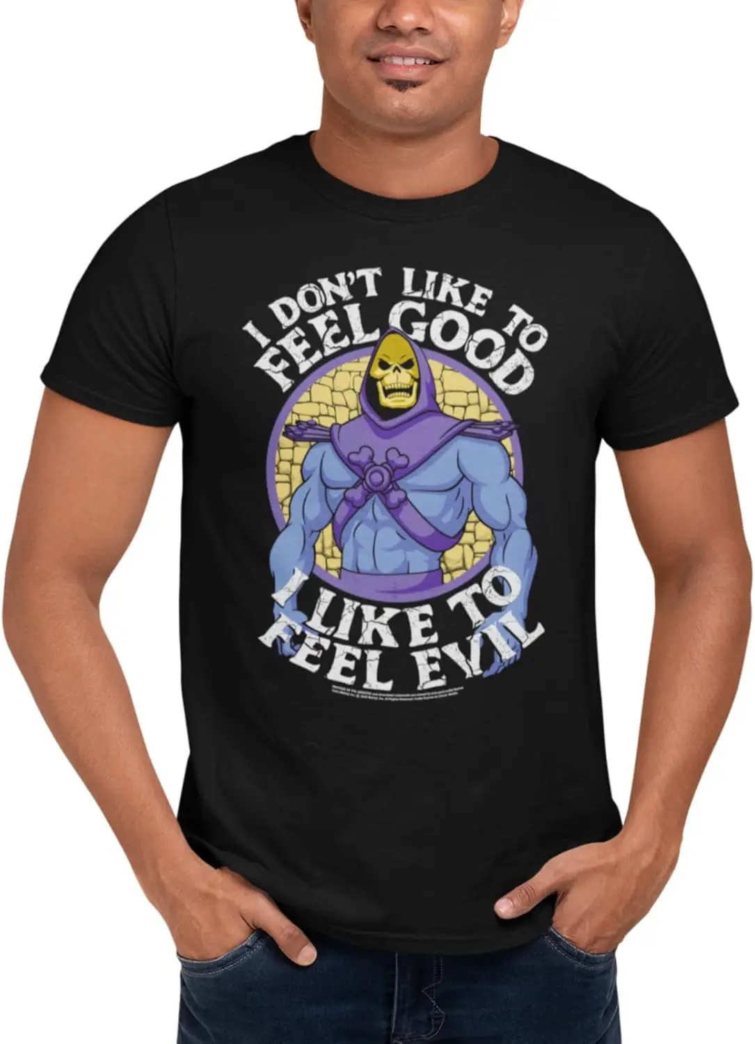 Masters of The Universe Sci-Fi 80s Movie Skeletor I Like to Feel Evil Adult Short Sleeve T-Shirt Graphic Tee