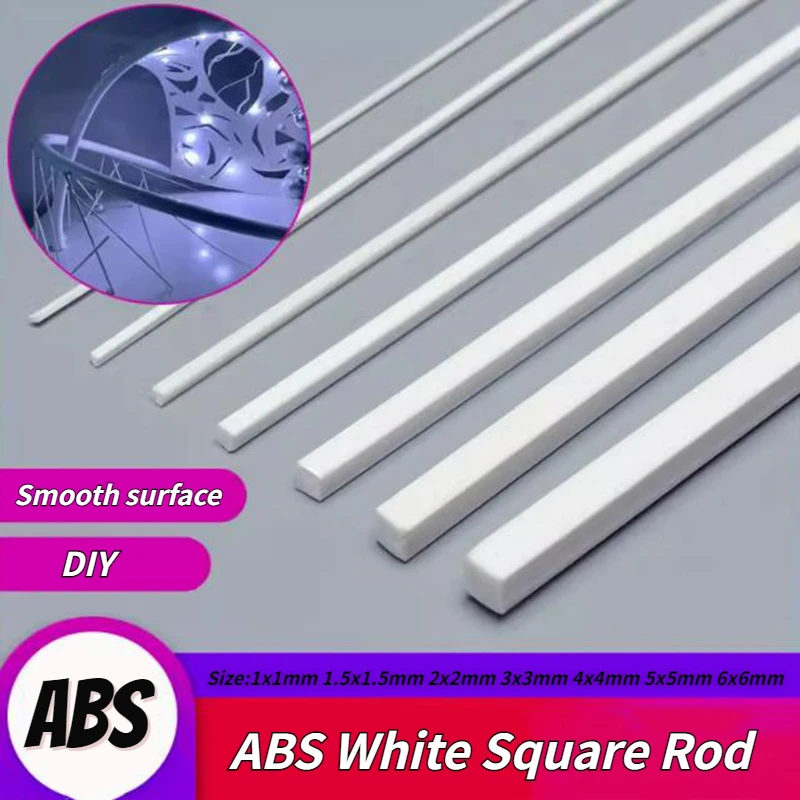 250mm 500mm ABS White Square Rod Plastic Stick for Architecture Model Making Model Material DIY Accessories Cutting Supplies