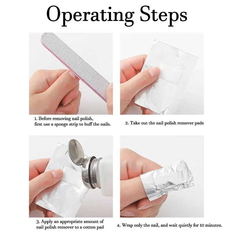 أغطية رقائق الأظافر مع وسادات قطنية، مشابك مزيل طلاء الأظافر من الألومنيوم لأظافر الجل والأكريليك، عبوة 50/100 قطعة #2