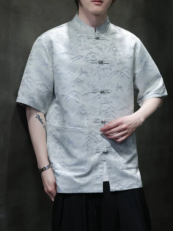 

Летний большой размер ort Sve Ice Silk Китайский Sle irt с пуговицами Свободный крой Дышащее молодежное полиэфирное волокно Hanfu