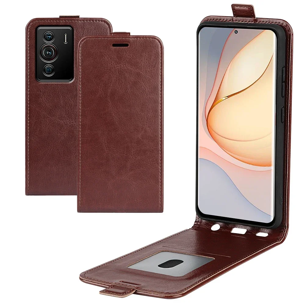 

For ZTE nubia Z40 Pro Flip Vertical Case Retro Leather Cases Holder Full Cover For ZTE Z40S Pro A7S Blade Smart 10 20 Phone Bags