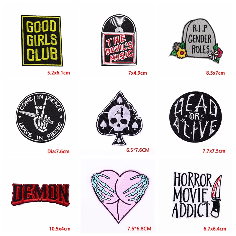 10PCS Punk/Letter Iron On Patches For Clothing Thermoadhesive Patch Letter Slogan Embroidery Patch On Clothes Jackets Hats DIY