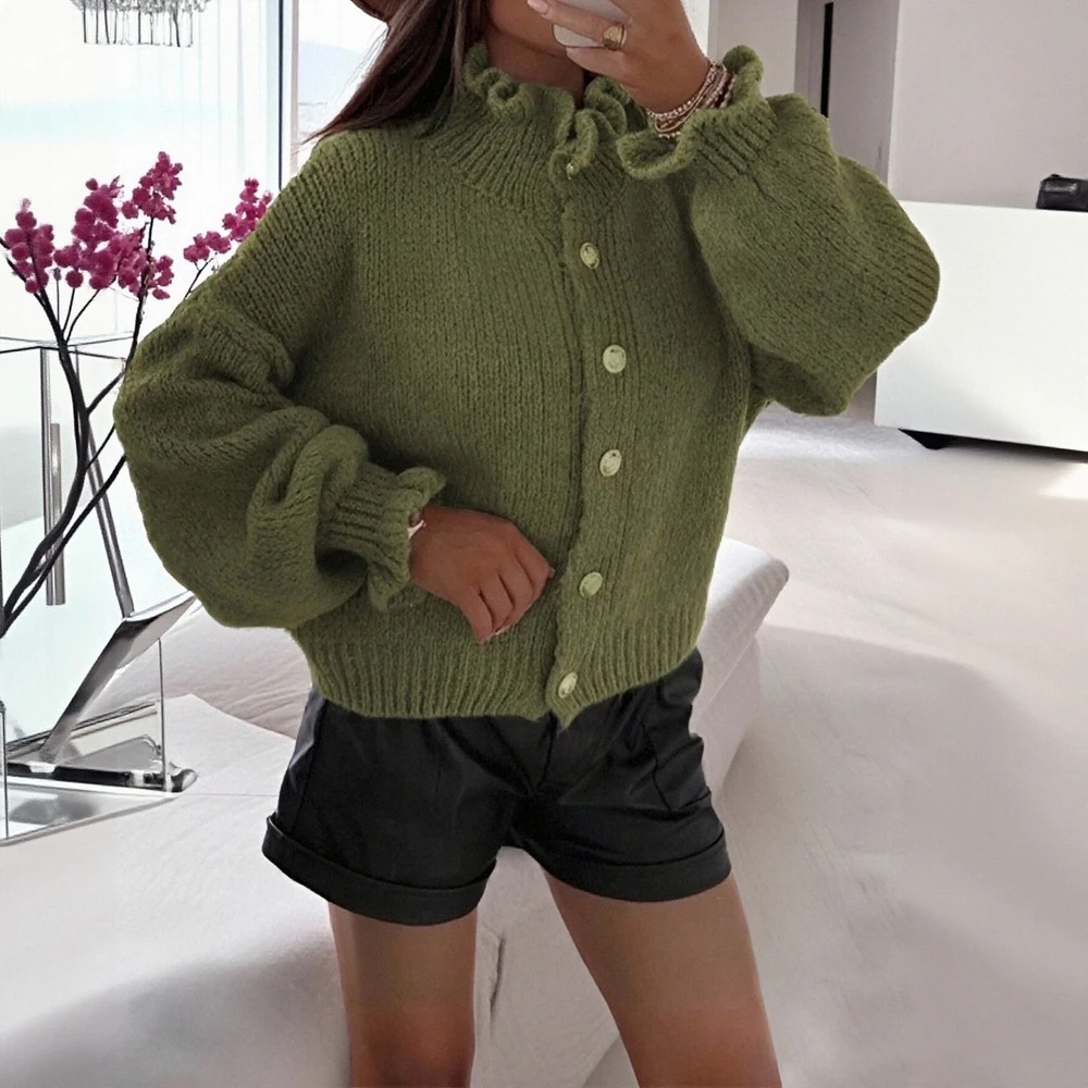 

Женский повседневный кардиган с круглым вырезом и открытым передом, трикотаж с длинными рукавами, прямая трубка без украшения