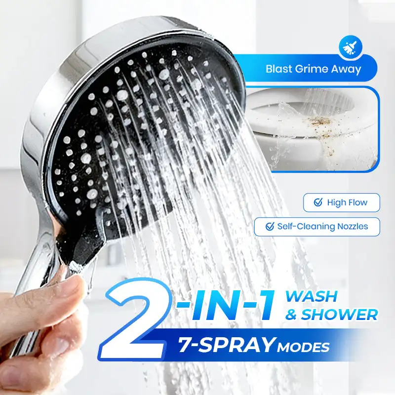 

15CM 7 Modes Adjustable Shower Head,High-Pressure Rainfall Shower Head,Easy-Clean Nozzles & Universal Fit for Refreshing Showers