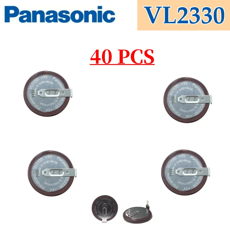 20-40PCS Panasonic 3V VL2330 ML2330 50mAh 180 Degrees Legs Rechargeable Lithium Battery For BMW Car Key Electric Toy Clock